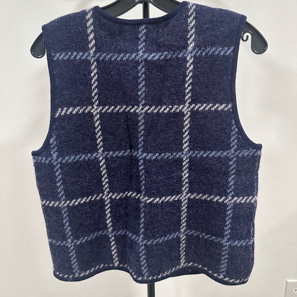 Crystal-Kobe Blue Plaid Vest 100% Wool - Picture 4 of 7